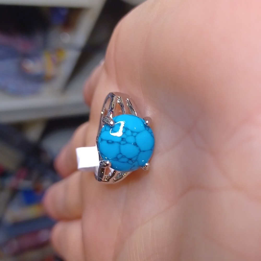 New silver aqua ring